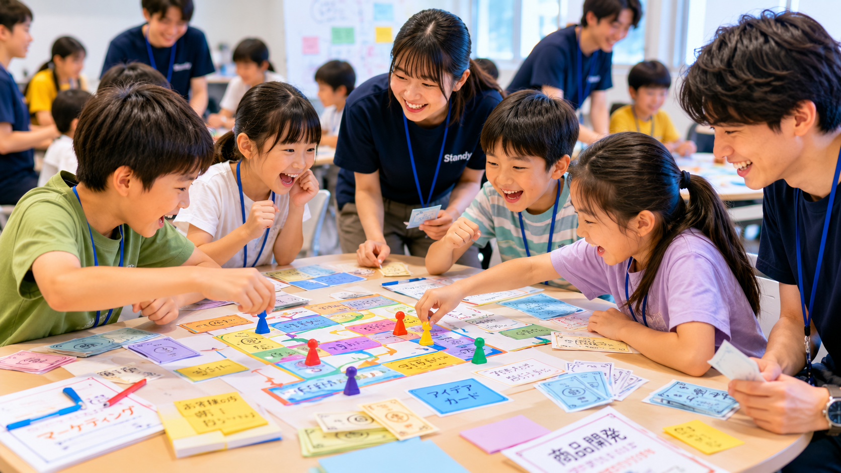 子どもたちがボードゲーム形式で楽しく学んでいる様子